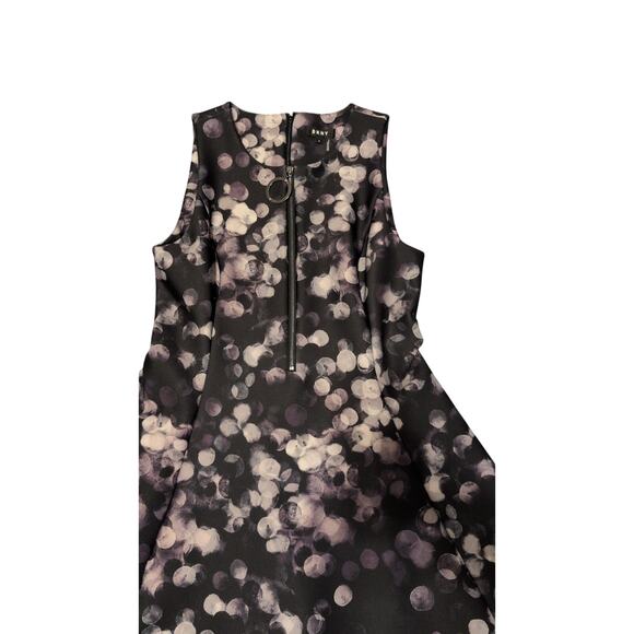 DKNY Purple & Black Purple Confetti Dots Fit and Flare Dress Sleeveless - Picture 2 of 5